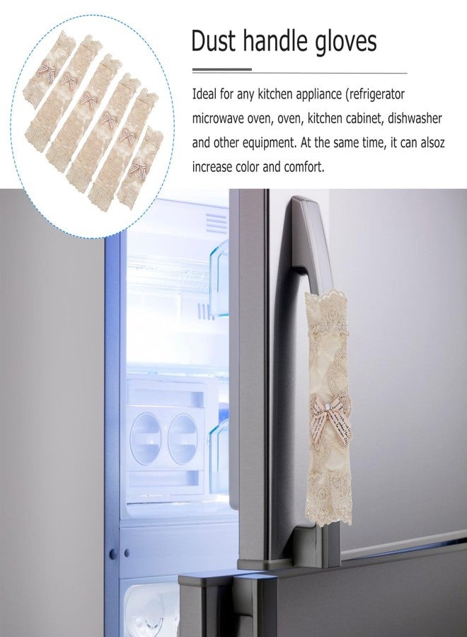 HAKIDZEL 6pcs Lace Bow Refrigerator and Microwave Handle Covers Dustproof Appliance Gloves Fridge Door Handle Protector Set - Image 3